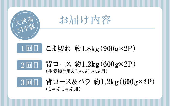 【3回定期便】 大西海SPF豚 便利 3種セット 総計4.2kg 訳あり ＜大西海ファーム＞ [CEK182] 豚肉