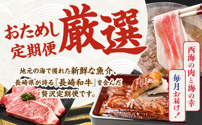 【3回定期便】お肉と海の幸～見つけた！西海の宝物 定期便 ～ [CZZ020]  長崎 西海 豚肉 和牛 国産豚 こま切れ サーロイン ステーキ 鰻 うなぎ 定期便