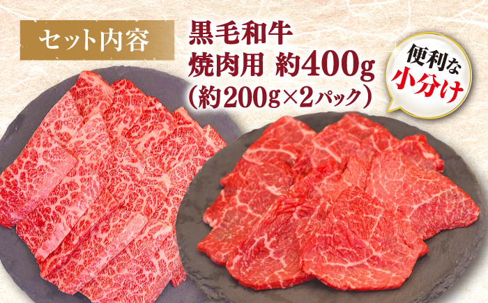 【BBQなどにピッタリ】西海市産 黒毛和牛 焼肉用 2種盛り約400g（約200g×2パック） ＜ミクリヤ畜産＞ [CFD019]