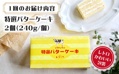 【12回定期便】【ブーム再来！あの頃を思い出す味】 特選 バターケーキ 2個 ＜お菓子のいわした＞ [CAM055]