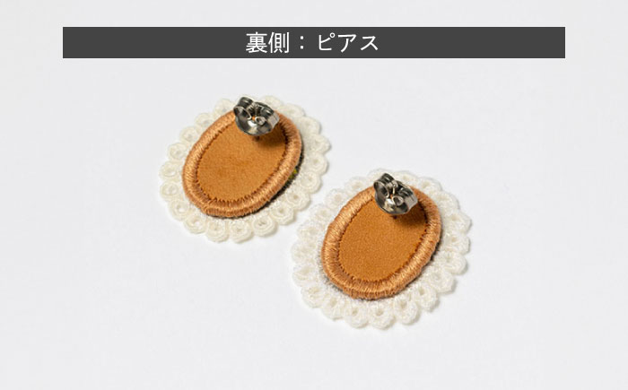 【ファクトリー製造の刺繍ピアス raccan［ラッカン］】frame F『hoop＆flower』ピンク×サーモンピンク [CDX005]