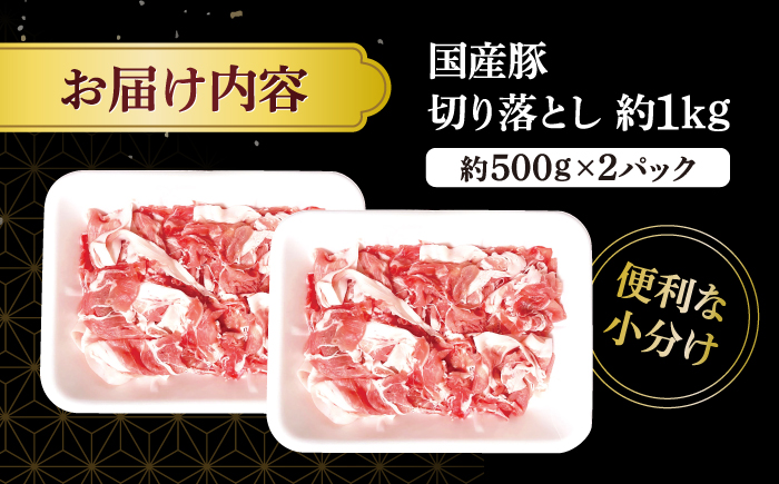 国産豚 切り落とし 約1kg（約500g×2パック） ＜宮本畜産＞ [CFA003] 国産 豚肉 9000円 9千円