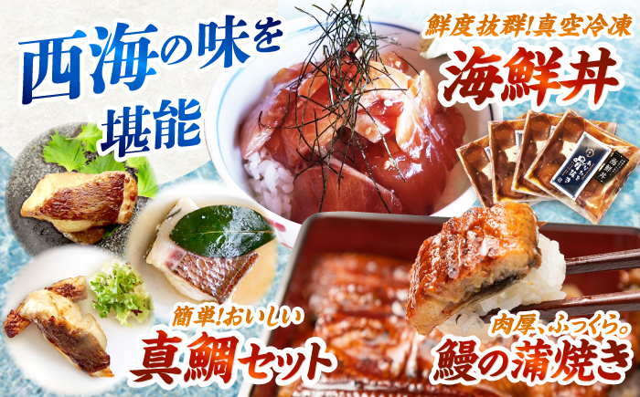 【3回定期便】海の幸～見つけた！西海の宝物定期便～ [CZZ026]  長崎 西海 魚 海の幸 海鮮 加工品 うなぎ 海鮮丼 贈答 ギフト