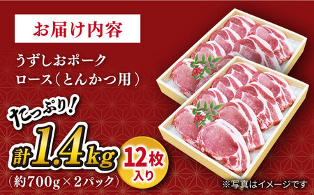 【トンテキに最適】長崎うずしおポーク ロース（とんかつ用）計1.4kg（700g×2パック）訳あり＜スーパーウエスト＞ [CAG101]