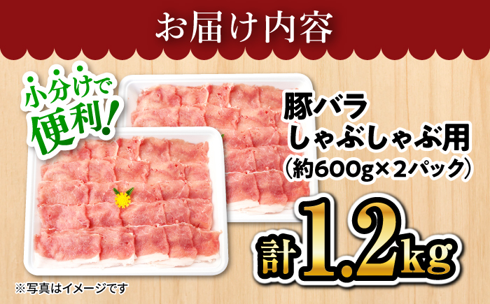 大西海SPF豚 バラ（しゃぶしゃぶ用）計1.2kg（約600g×2パック） 訳あり ＜大西海ファーム＞ [CEK032] 豚肉
