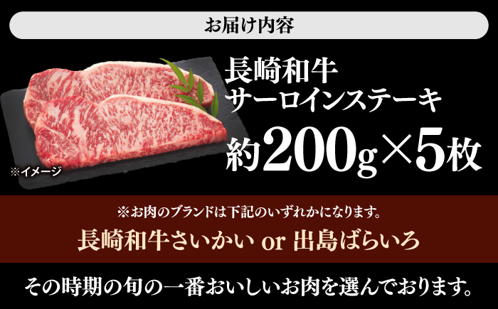 長崎和牛 サーロイン ステーキ 計1kg（5枚）＜大西海ファーム食肉加工センター＞ [CEK193]