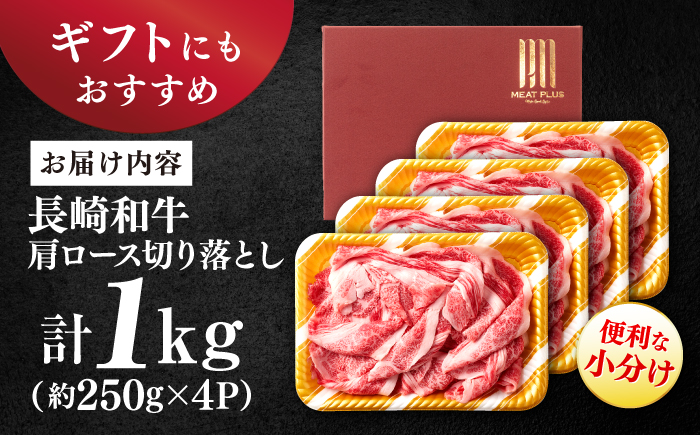艶さし！【A4～A5】長崎和牛大判霜降り贅沢 切り落とし 計1kg（250g×4パック）＜株式会社MEAT PLUS＞ [CFT028]