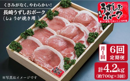 【訳あり】【月1回700g×6回定期便】長崎うずしおポーク ロース（しょうが焼き用）計4.2kg［CAG025］＜スーパーウエスト＞