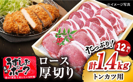 【トンテキに最適】長崎うずしおポーク ロース（とんかつ用）計1.4kg（700g×2パック）訳あり＜スーパーウエスト＞ [CAG101]