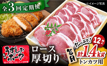 【訳あり】【月1回1.4kg×3回定期便】長崎うずしおポーク ロース（とんかつ用）計4.2kg＜スーパーウエスト＞ [CAG104]