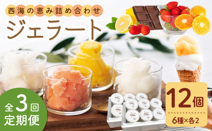 【年中人気】【3回定期便】 おまかせジェラート 12個 ＜みかんドーム＞ [CAI034]