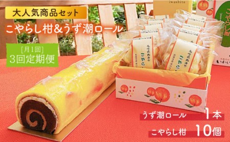 【3回定期便】「うず潮ロール」と「こやらし柑」＜お菓子のいわした＞ [CAM012]