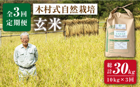 【2025年10月より発送】【月1回10kg×3回定期便】木村式自然栽培の玄米 ヒノヒカリ 計30kg＜ハマソウファーム＞ [CBR009]