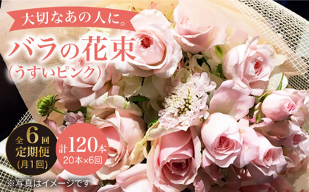 【6回定期便】【記念日にはバラを送ろう】バラの花束（薄いピンク）＜花工房るふらん＞ [CCR027]