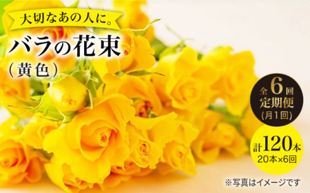 【6回定期便】【記念日にはバラを送ろう】バラの花束（黄）＜花工房るふらん＞ [CCR033]