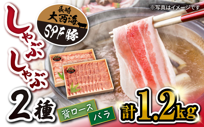 【食べ比べ♪】大西海SPF豚 背ロース＆バラ（しゃぶしゃぶ用）計1.2kg（各600g）＜大西海ファーム＞ [CCY008] 豚肉