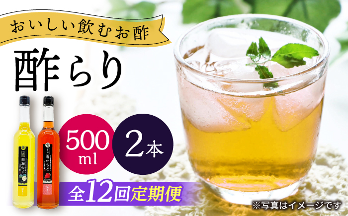 【12回定期便】　【飲む玄米酢】酢らり 大瓶2本セット（西海ゆず・いちご）＜川添酢造＞ [CDN139]