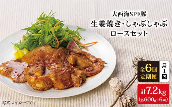 【6回定期便】大西海SPF豚 背ロース しょうが焼き用＆しゃぶしゃぶ用 計1.2kg 訳あり ＜大西海ファーム＞ [CEK043] 豚肉