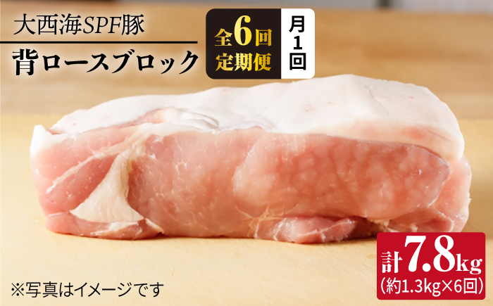 【6回定期便】大西海SPF豚 背ロースブロック 計1.3kg 訳あり ＜大西海ファーム [CEK075] 豚肉