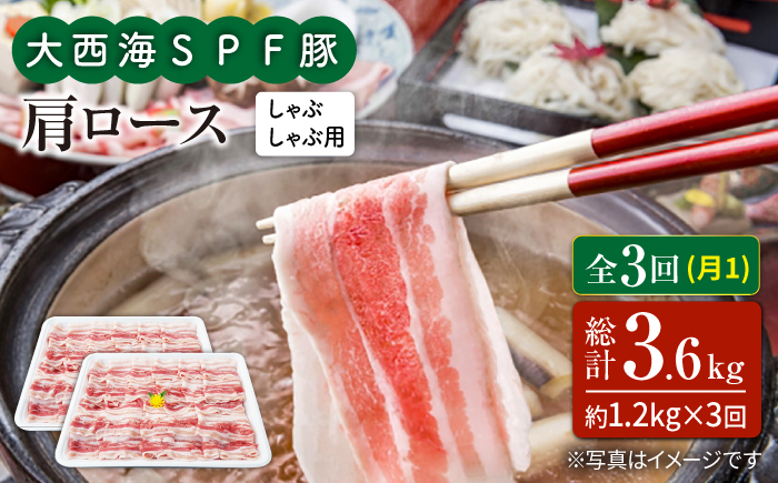 【3回定期便】大西海SPF豚 肩ロース（しゃぶしゃぶ用）計1.2kg 訳あり ＜大西海ファーム＞ [CEK092] 豚肉
