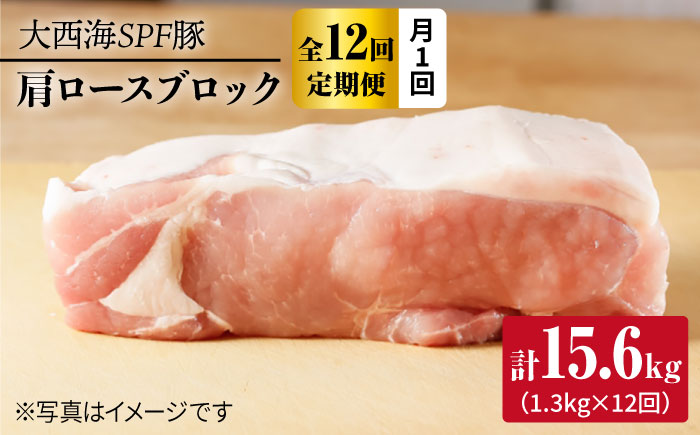 【12回定期便】大西海SPF豚 肩ロースブロック 計1.3kg 訳あり ＜大西海ファーム＞ [CEK118] 豚肉