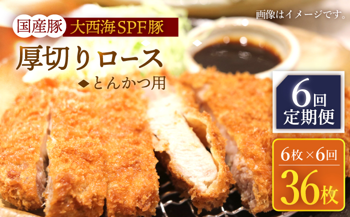 【6回定期便】大西海SPF豚 厚切りロース とんかつ用 計900g（6枚） 訳あり ＜大西海ファーム＞ [CEK176] 豚肉