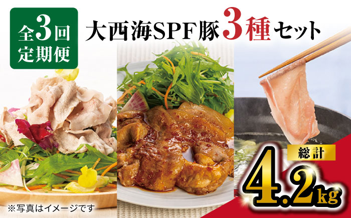【3回定期便】 大西海SPF豚 便利 3種セット 総計4.2kg 訳あり ＜大西海ファーム＞ [CEK182] 豚肉