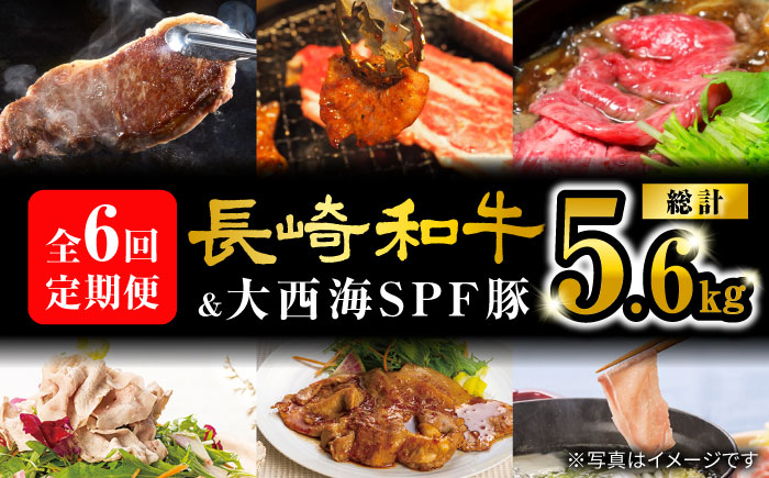 【スタメン揃い！】【6回定期便】 長崎和牛 大西海SPF豚 6種 定期便 訳あり ＜大西海ファーム＞ [CEK185] 豚肉
