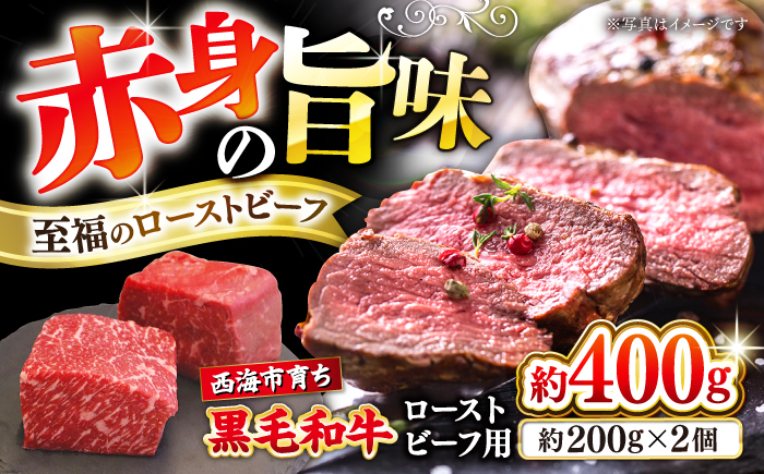 西海市産 黒毛和牛 ローストビーフ用 ブロック 約400g（約200g×2個） ＜ミクリヤ畜産＞ [CFD021]