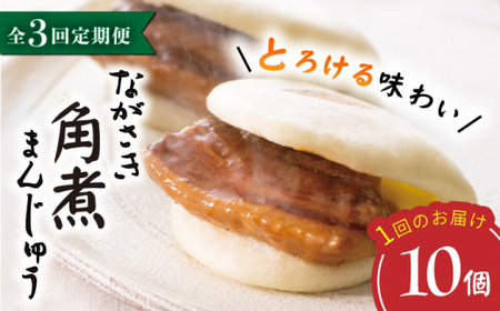 【3回定期便】【これぞ王道】長崎角煮まんじゅう（10個）×3回定期便＜岩崎本舗＞ [CFE026]