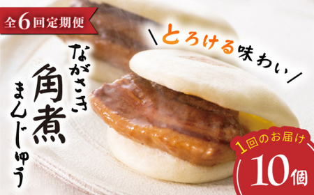 【6回定期便】【これぞ王道】長崎角煮まんじゅう（10個）×6回定期便＜岩崎本舗＞ [CFE027]