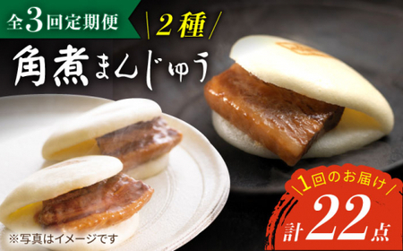 【3回定期便】【W角煮まん祭DX】角煮まんじゅう（12個）＆大とろ角煮まんじゅう（10個）×3回定期便＜岩崎本舗＞ [CFE035]