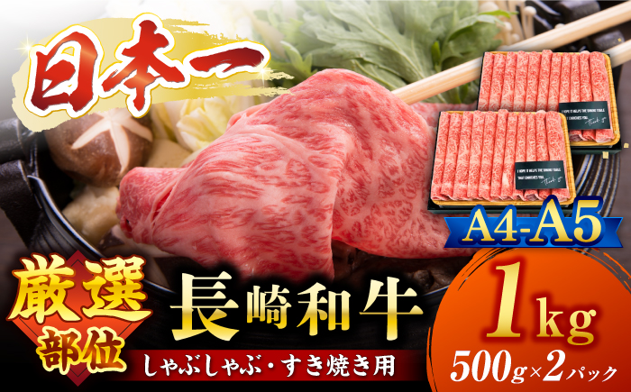 【厳選部位】 【A4～A5】 長崎和牛 サーロイン しゃぶしゃぶ すき焼き 用 約1kg（500g×2p）＜株式会社MEAT PLUS＞ [CFT009