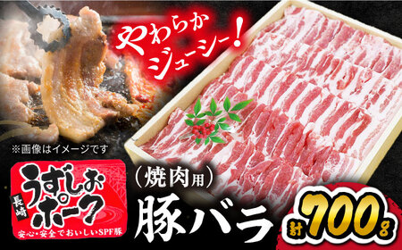 [訳あり][脂っこくなく、あっさり]長崎うずしおポーク 豚バラ(焼肉用)700g[CAG019][スーパーウエスト]