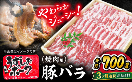 [訳あり][月1回700g×3回定期便]長崎うずしおポーク バラ(焼肉用)計2.1kg[CAG020][スーパーウエスト]