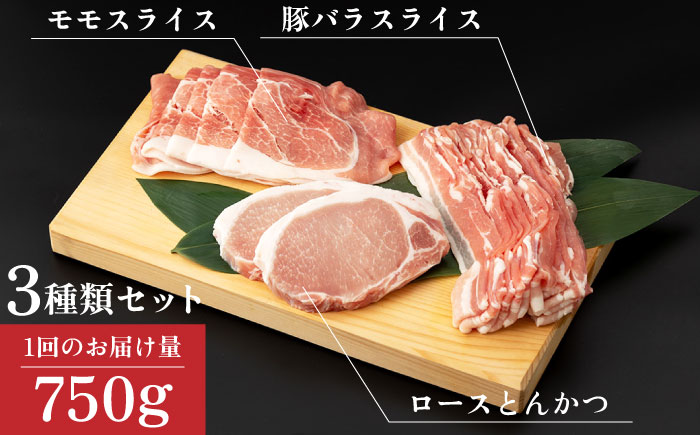 【6回定期便】SPF豚 やっちゃおいしか芳寿豚バラエティセット 計750g / 豚肉 定期便 ほうじゅとん SPF豚 spfポーク 小分け バラ しゃぶしゃぶ / 南島原市 / 芳寿牧場 [SEI012]