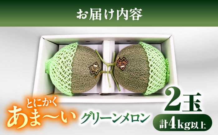 【2026年7月初旬～発送】グリーンメロン 2玉 約4kg / メロン めろん 果物 フルーツ / 南島原市 / うえだメロン園 [SAD010]