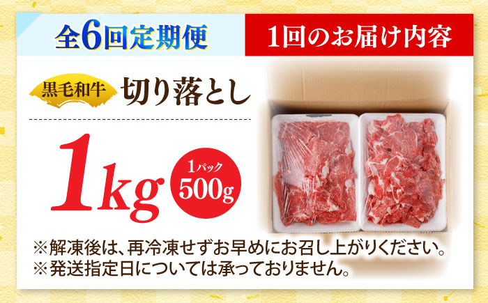 【6回定期便】国産 黒毛和牛 熟成肉 切り落とし計1kg（500g×2パック）/ 小分け 国産牛 お肉 牛肉 切落し 冷凍 焼肉 すき焼き / 南島原市 / ふるさと企画 [SBA096]