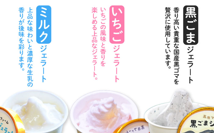 【2025年12月～発送】【濃厚ミルク】ジェラート ミルク2個 黒ゴマ2個 いちご2個 計6個入り / アイスクリーム スイーツ / 南島原市 / 高原ファーム [SFP003]