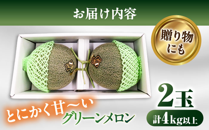 【2026年7月上旬～発送】【平成新山PREMIUM（とみちゃん厳選）】グリーンメロン 2玉 / 果物 フルーツ / 南島原市 [SAD003]