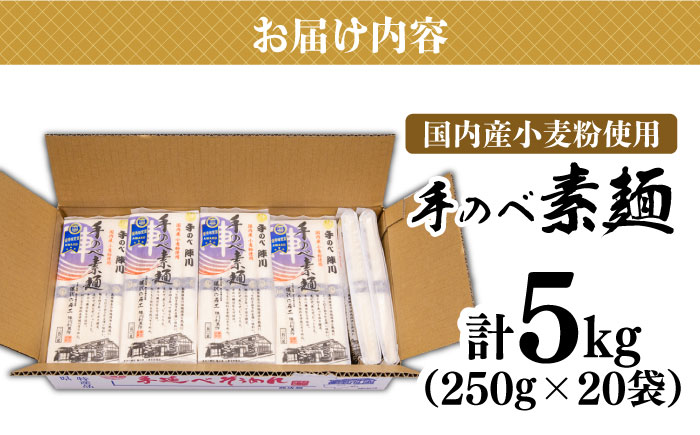 【手のべ陣川】 島原 手延べ そうめん 5kg / SC-55 / 袋入 手延べ 麺 / 南島原市 / ながいけ [SCH018]