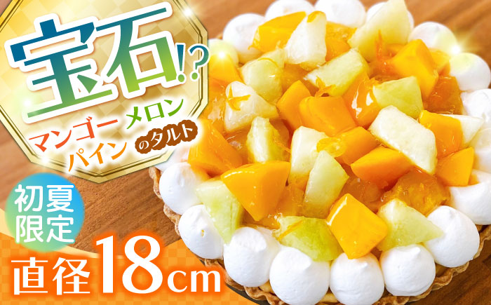 【2026年6月～発送】【マンゴー・メロン・パインを贅沢に】3種のトロピカルフルーツタルト / タルト ケーキ フルーツ マンゴー 18cm 南島原市 / アトリエジジ [SAA032]