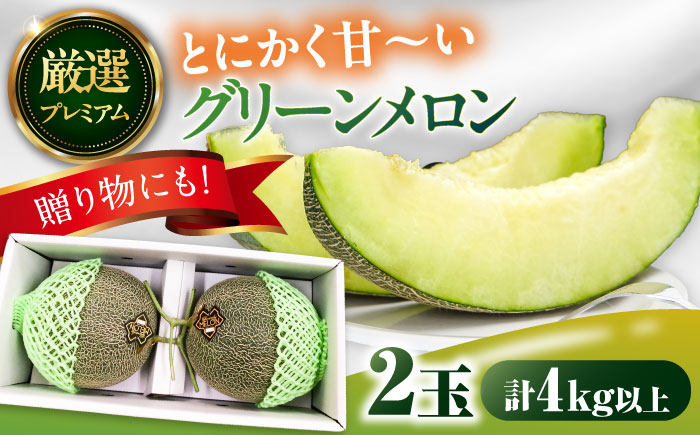 【2026年7月上旬～発送】【平成新山PREMIUM（とみちゃん厳選）】グリーンメロン 2玉 / 果物 フルーツ / 南島原市 [SAD003]