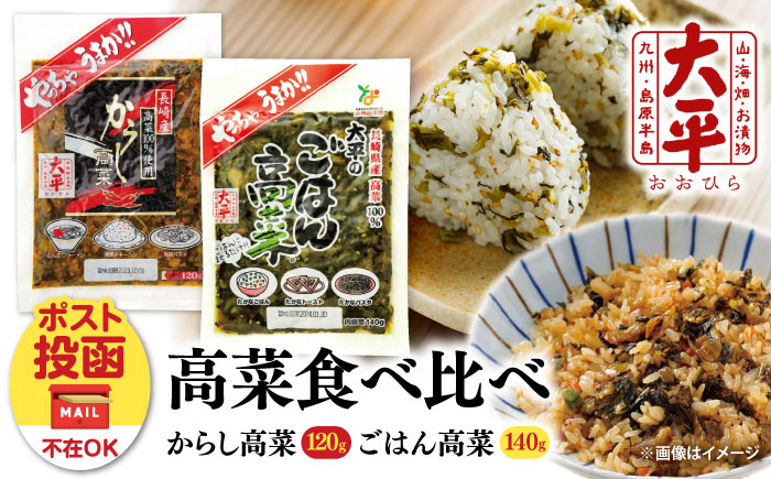 【長崎県産高菜100%使用】 高菜漬け 食べ比べ セット (からし高菜 120g ごはん高菜 140g) / 漬物 高菜 漬け物 ご飯のおとも 惣菜 / 南島原市 / 大平食品 [SAK006]
