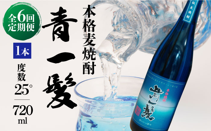【6回定期便】本格 麦焼酎 青一髪 25° 720ml×1本 化粧箱入  / 麦焼酎 むぎじょうちゅう 焼酎 麦 しょうちゅう むぎ 酒 お酒 さけ ギフト プレゼント 贈り物 / 南島原市 / 久保酒造場 [SAY009]