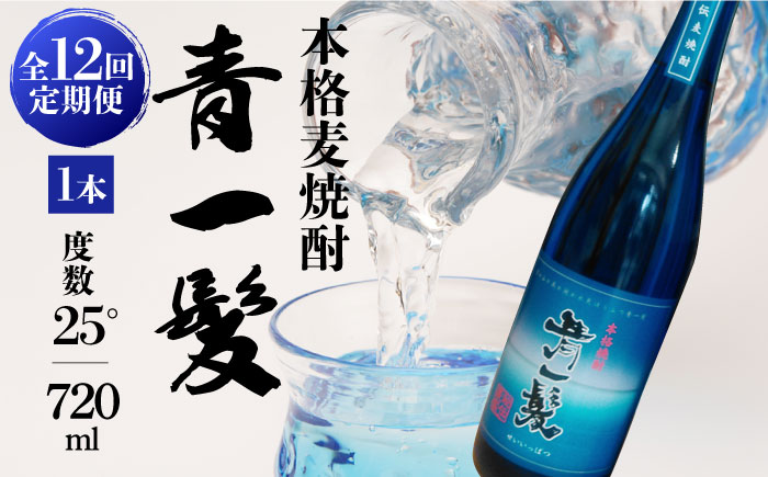 【12回定期便】本格 麦焼酎 青一髪 25° 720ml×1本 化粧箱入  / 麦焼酎 むぎじょうちゅう 焼酎 麦 しょうちゅう むぎ 酒 お酒 さけ ギフト プレゼント 贈り物 / 南島原市 / 久保酒造場 [SAY010]