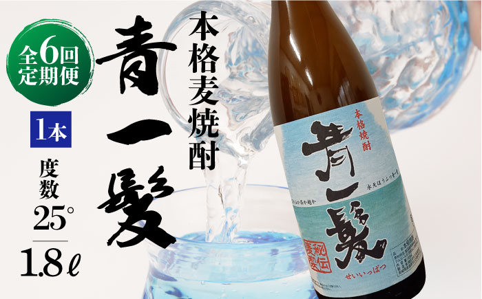 【6回定期便】本格 麦焼酎 青一髪 25° 1.8L×1本  / 麦焼酎 むぎじょうちゅう 焼酎 麦 しょうちゅう むぎ 酒 お酒 さけ ギフト プレゼント 贈り物 / 南島原市 / 久保酒造場 [SAY015]