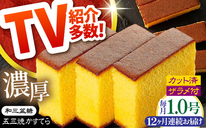 【12回定期便】【濃厚で上品な甘み】和三盆糖「長崎五三焼かすてら」1.0号×1本 （職人手焼・底ザラメ） / お土産 お菓子 ギフト 贈り物 贈答用 五三焼 スイーツ 菓子 / 南島原市 / 須崎屋 [SCA006]