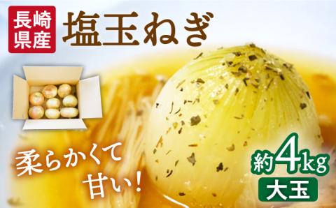 【2026年3月中旬～発送】【柔らかくて甘い！】塩玉ねぎ 約4kg（大玉）/ 新たまねぎ 新玉ねぎ 新タマネギ 玉ネギ 玉ねぎ たまねぎ タマネギ / 南島原市 / 長崎県農産品流通合同会社 [SCB055]