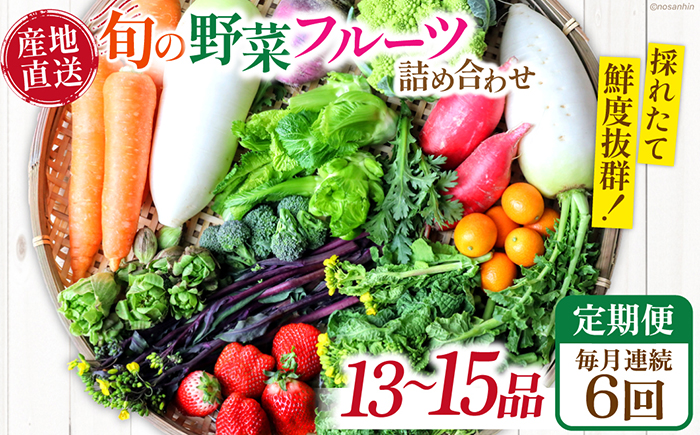 【6回定期便】毎月連続　「旬の野菜・フルーツ」 詰め合わせ セット（13品～15品）/ 野菜 定期便 やさい 定期便 野菜セット やさいセット 春野菜 夏野菜 秋野菜 冬野菜 旬新鮮 / 南島原市 /長崎県農産品流通合同会社 [SCB091]